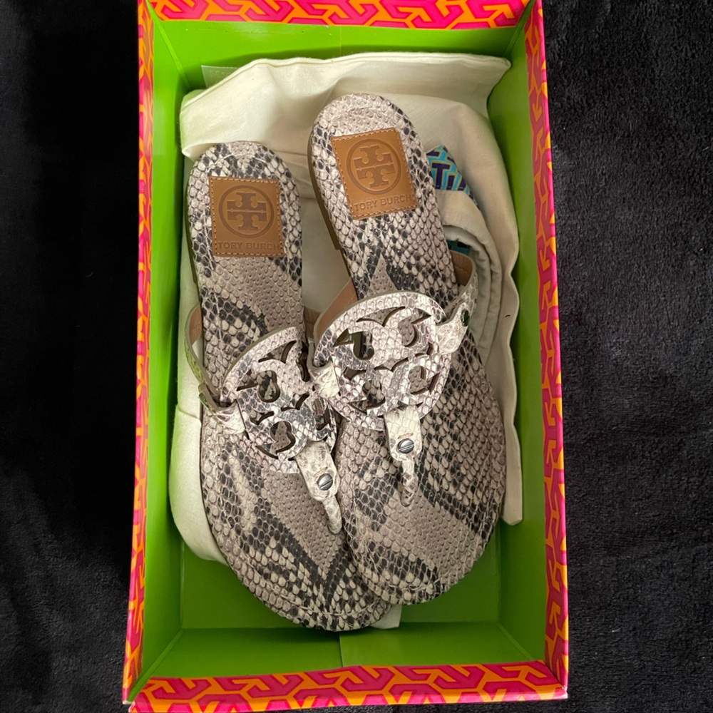Tory Burch Miller snakeskin rate sandal